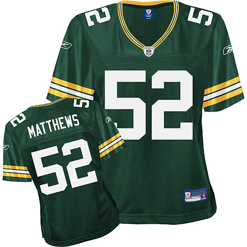 Packers #52 Clay Matthews Green Women's Team Color Stitched NFL Jersey